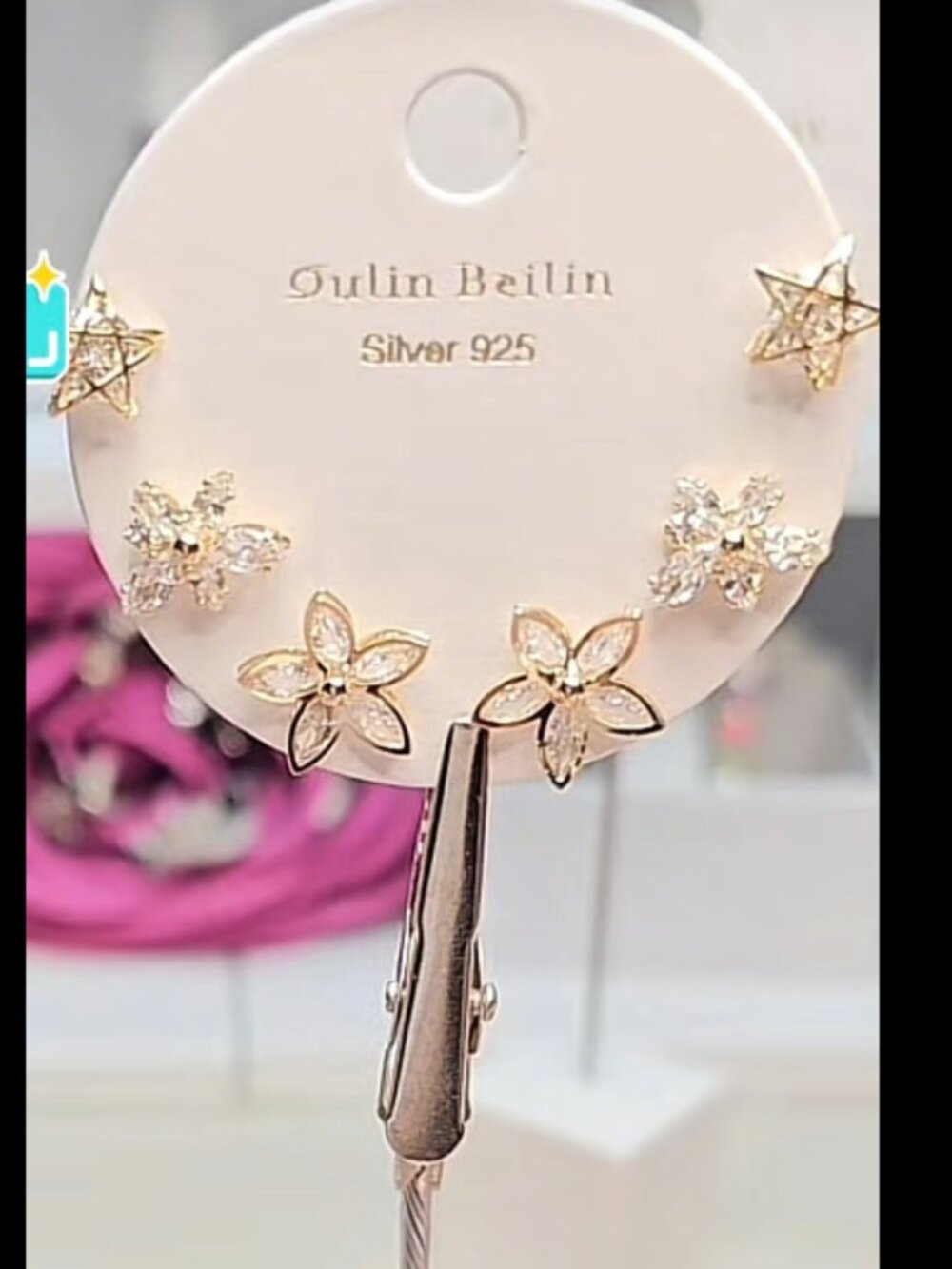 Set of 3 flowers and stars earrings